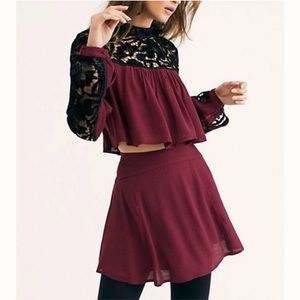 Free People Two Hearts Mini Skirt Maroon Size 4